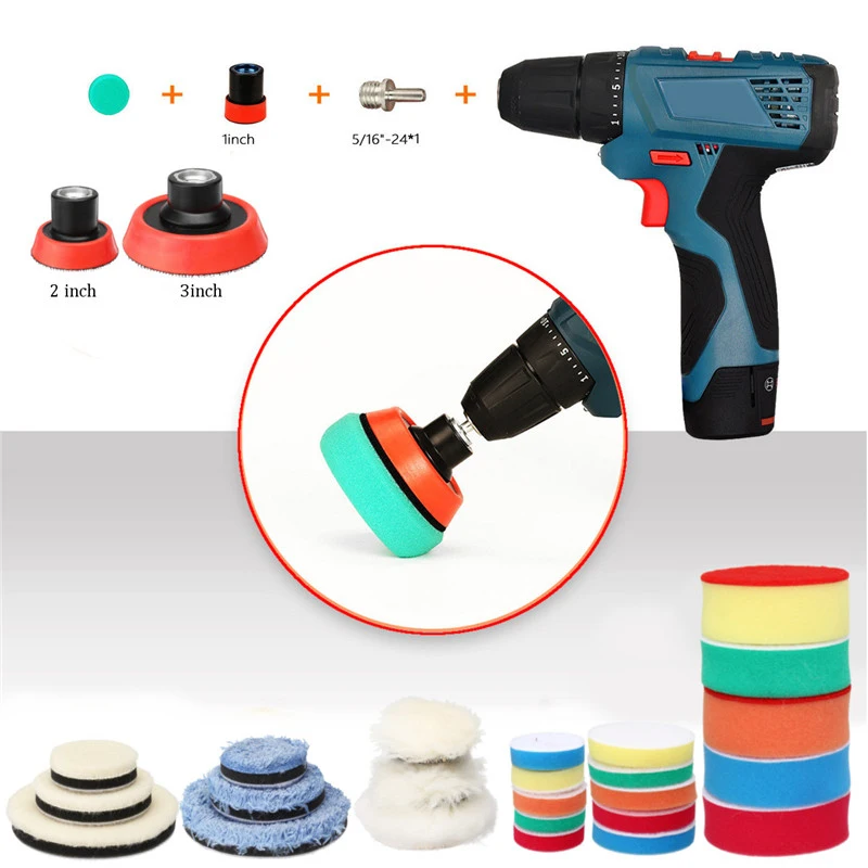 

29Pcs 1/2/3 Inch Drill Buffing Polishing Pad Kit Set + M14 Backing Pad Adapter