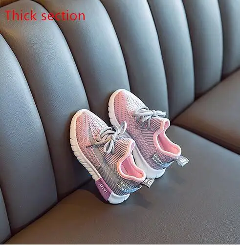 Детская обувь; Новинка года; модная детская спортивная обувь контрастного цвета; кроссовки для мальчиков и девочек; Розовая обувь; Брендовая детская повседневная обувь - Цвет: Pink Thick section
