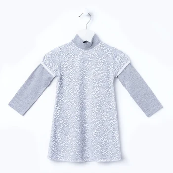 

Dress for girls, height 92 cm, gray melange / white T012_M 2981509