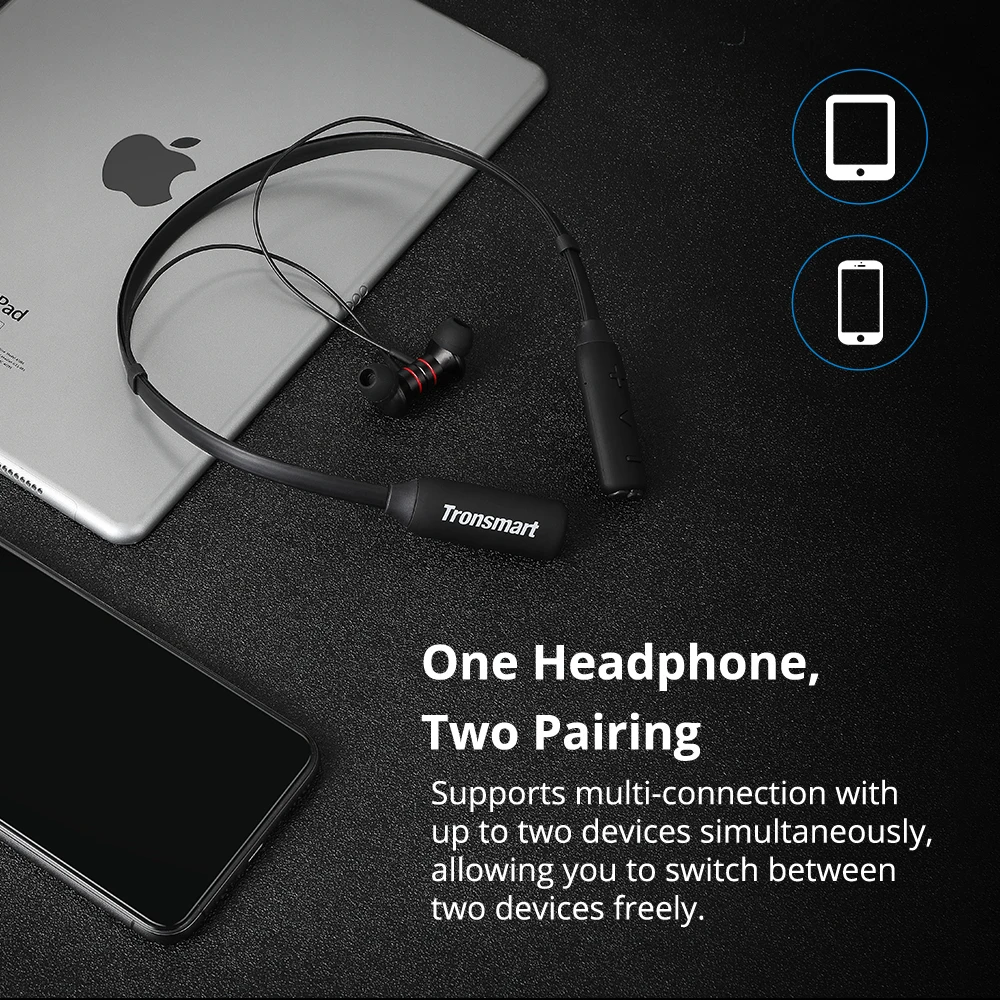 Tronsmart Encore S2 Plus Беспроводные Bluetooth Наушники, с Защитой от Воды IPX5 и Креплением на Шее