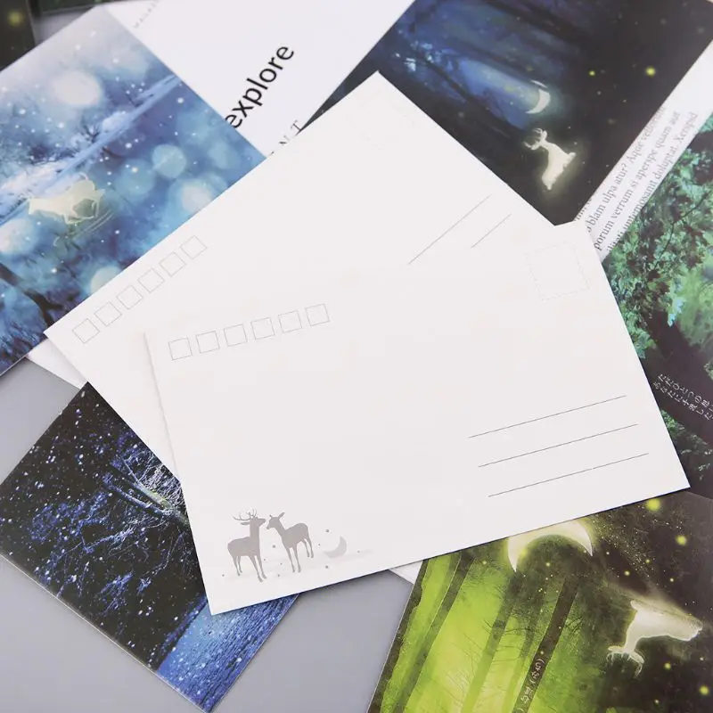30pcs Vintage Luminous Postcard Glow In The Dark Moon Light Greeting Post Card Novelty Xmas Greeting Cards Gift