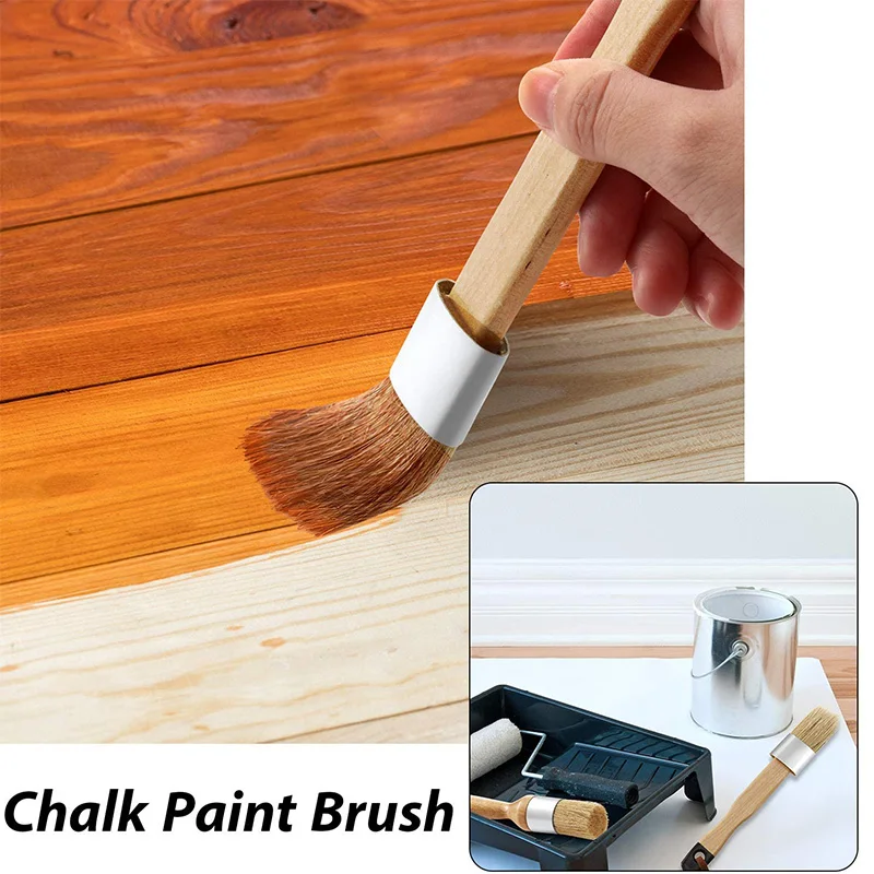 brush on plastic paint Chalk and Wax Brushes Include Flat and Round Chalked Paint Brush with Bristles, Multi-Use Brushes(4 Pieces) cheap paint brushes