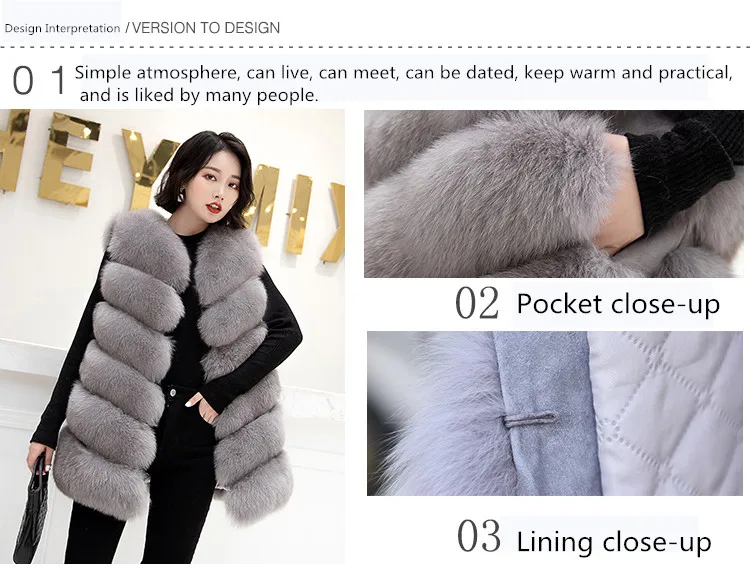 new real natural whole fur six-section fox vest ladies winter long warm fashion vest