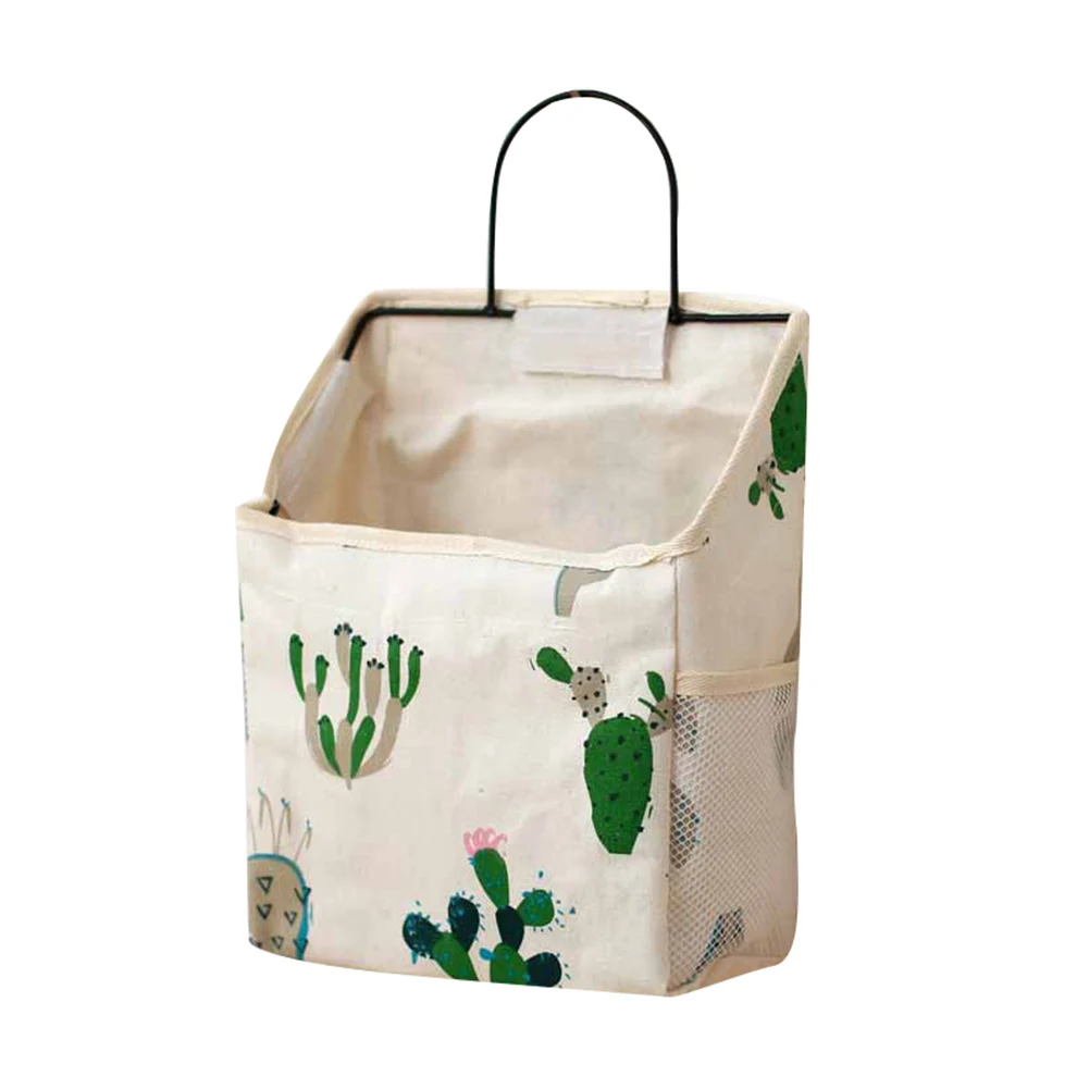 Настольный настенный держатель для хранения, сумка для белья, корзина для белья, большая емкость, органайзер, прочные подвесные ювелирные изделия с крюком - Цвет: Cactus