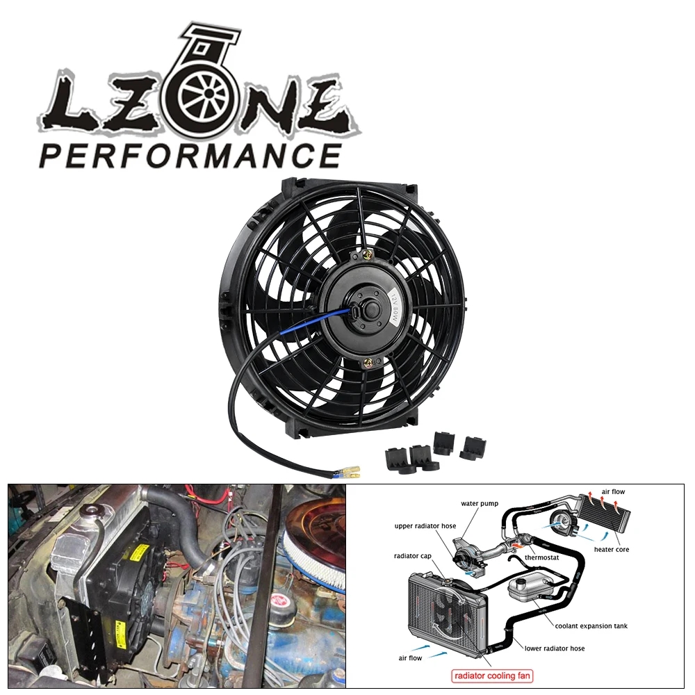 Lzone 10" Inch Slim Fan Electric Radiator Cooling 12v 800cfm 8 Blades