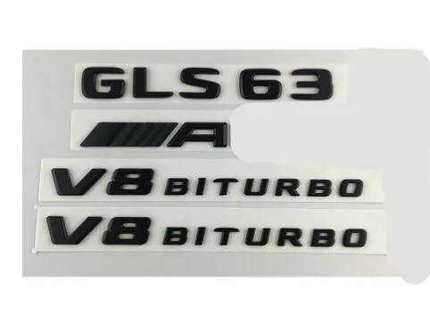 Matt Black Черный GLS63 AMG V8 BITURBO Багажник крыло буквы значки-эмблемы для Mercedes - Цвет: Matt Black