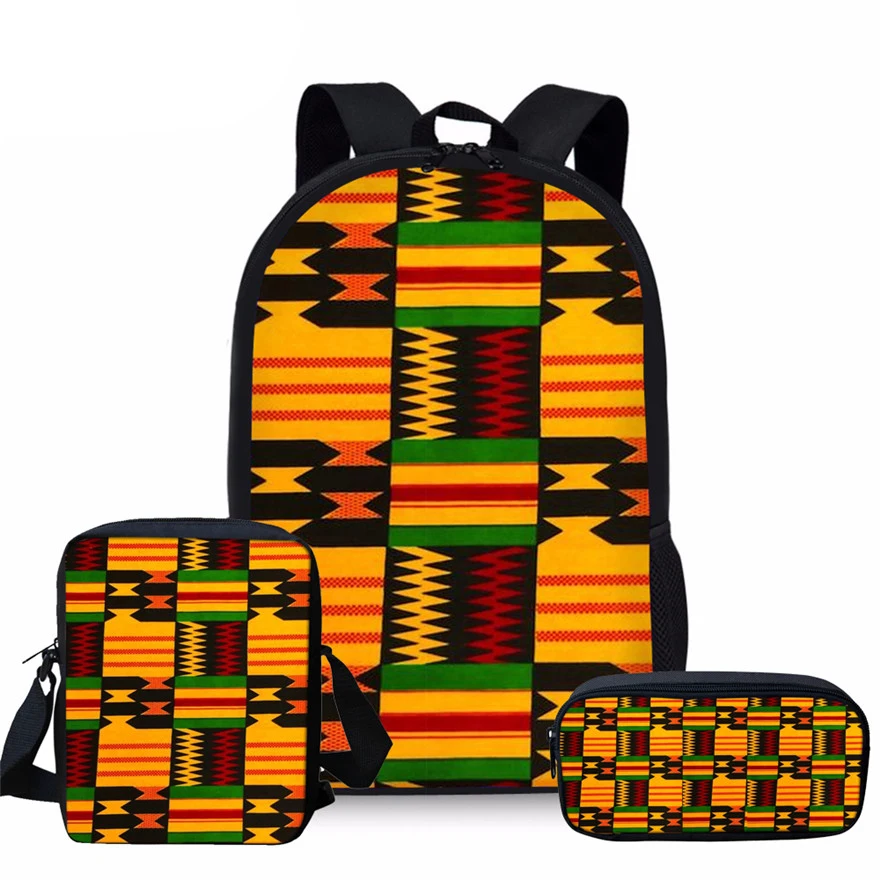 Children 3pcs/set School Bags for Kids African Traditional Printing Shoulder Bags Teenager Primary School Book Bag