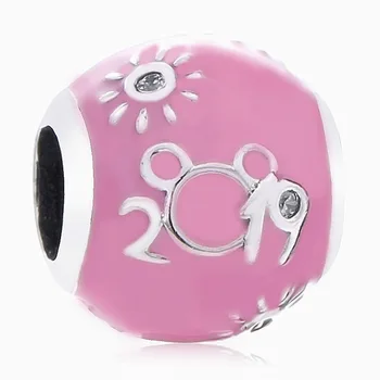 

New 925 Sterling Silver Bead Charm Pink Enamel 2019 Sunshine Castle Beads Fit Pandora Bracelet Bangle Diy Jewelry