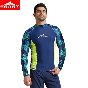 

SBART 2020 New Long Sleeves Swimwear Rashguard Surf Clothing Diving Suits Shirt Swim Suit Spearfishing Kitesurf Men Rash Guard