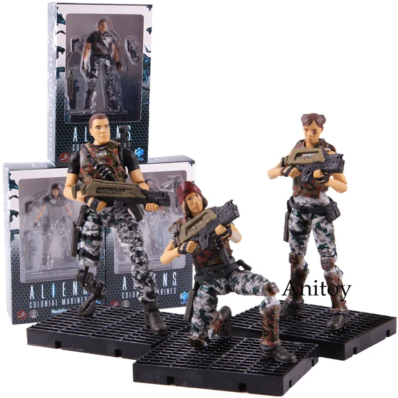HIYA Aliens: колониальные Морпехи Bella Круз красные фигурку Горячая игра 1:18 солдат из ПВХ, Коллекционная модель, игрушка 3 шт./компл - Цвет: with colorful box