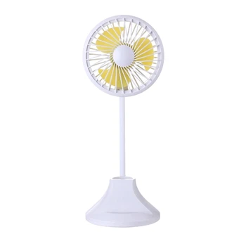 

Mini Usb Rechargeable Fan With Led Light 360 Degree Adjustable Portable Fan For Home Office White