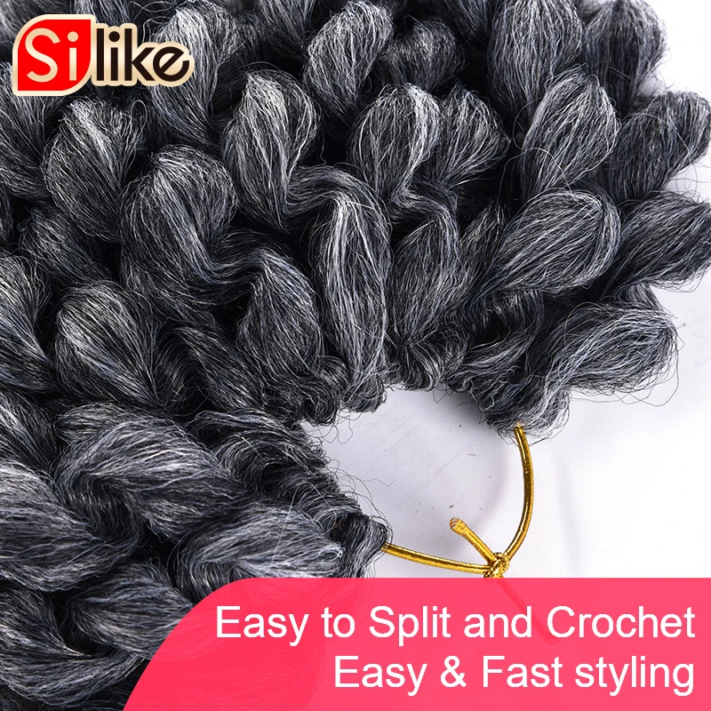 Silike Jamaican Bounce Curl вязаные крючком волосы 8 дюймов Jumpy Wand Grey 22 корни африканский