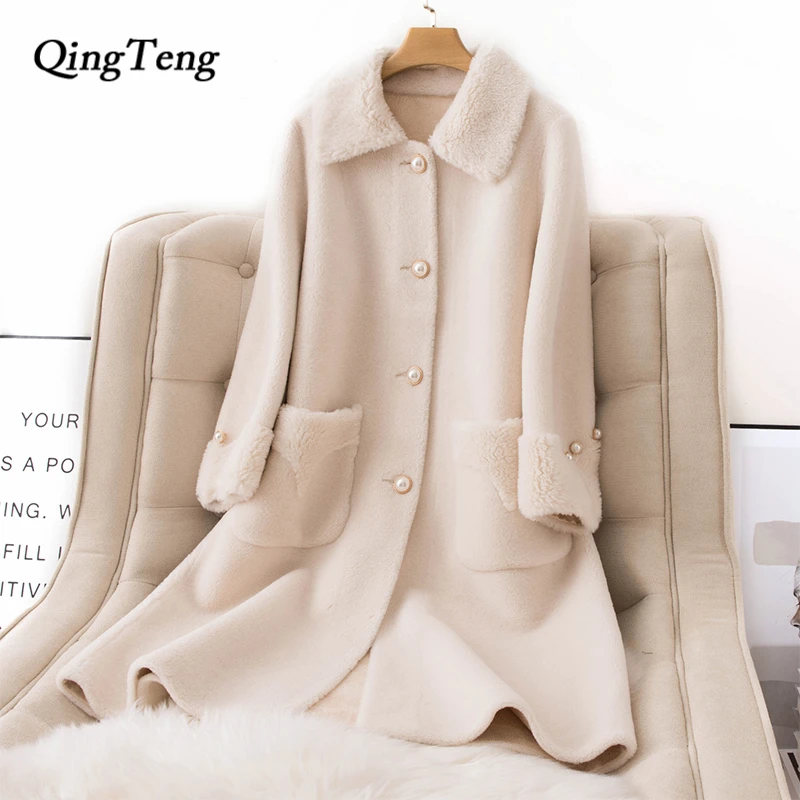 

Wool 30% Yellow Teddy Coat Faux Fur Korean Winter Clothes Women Fluffy Casual Warm Thick Hairy Long Coat Luxury Furry Plush Tops