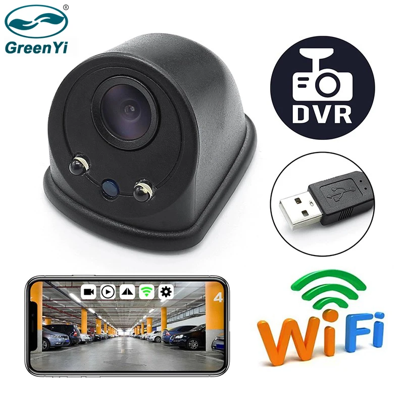 GreenYi 1280*720 HD Автомобильная Беспроводная камера переднего и бокового вида DVR WiFi
