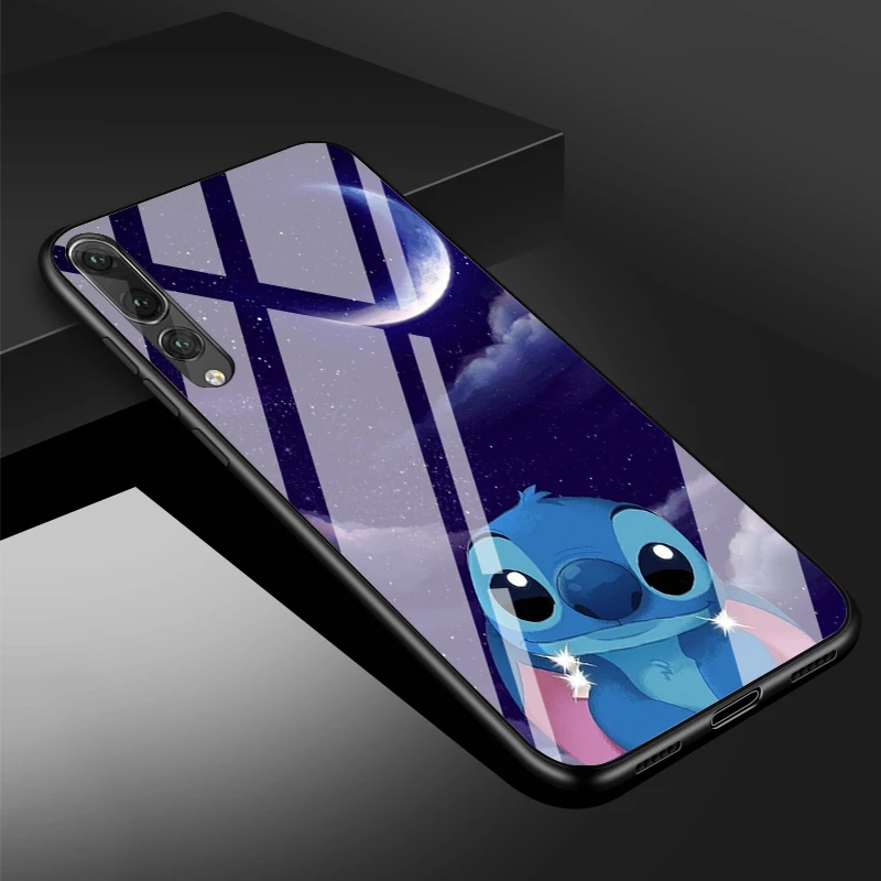 cute cartoon Lilo Stitch Colorful Tempered Glass Phone Case For Huawei P20 P30 lite P20 P30 PRO MATE 20 PRO MATE 20 lite Honor10 - Цвет: B19080909-06.jpg