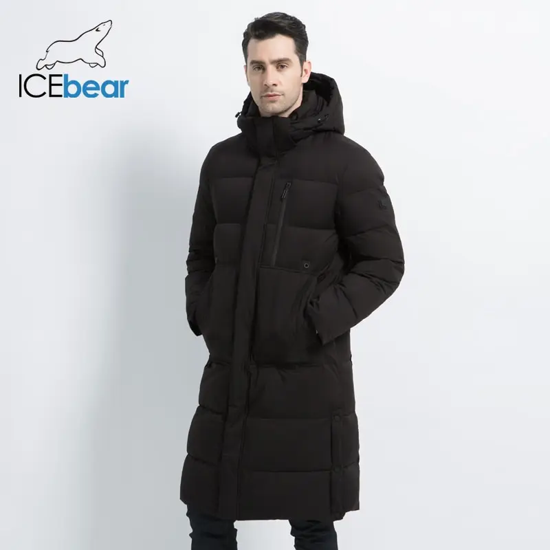 ICEbear2019 Новые мужские зимние куртки Длинные пальто с молнией Куртка капюшоном