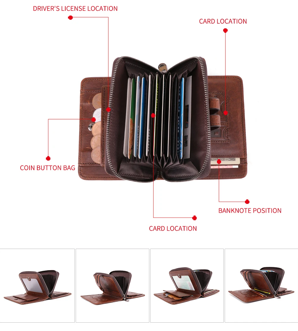 Мужской кошелек на молнии RFID с держателем для карт, высококачественный мужской кошелек, мягкий кошелек для монет, повседневный короткий кошелек для мужчин, стандартный кошелек