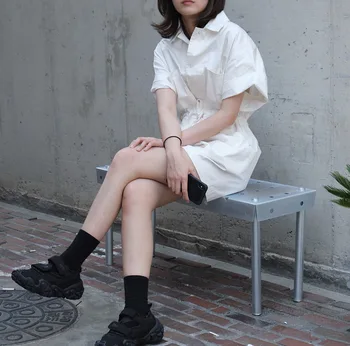 

Summer 2019 New Korean Version Retro-Simple BF Wind Tool Couplet Pants High-waist Broad-legged Short Pants Couplet Girl