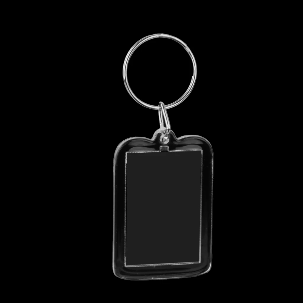 

Pack of 100 Photo Frame Keychains Rectangle Blank Insert Photo Picture Split Ring Keychain Findings