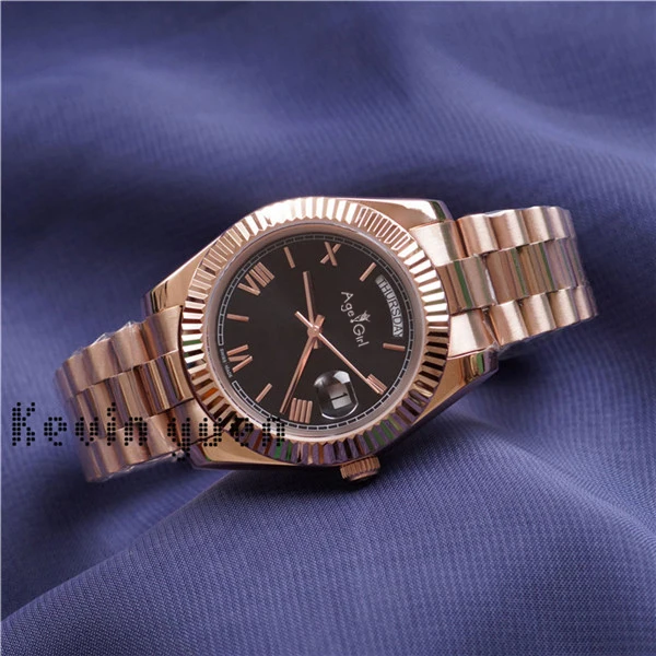 

DAYDATE Yellow Rose Gold Watch Men Women Luxury Watch Day-Date President Automatic Mechanical Watches Mechanical Roma Black Dial