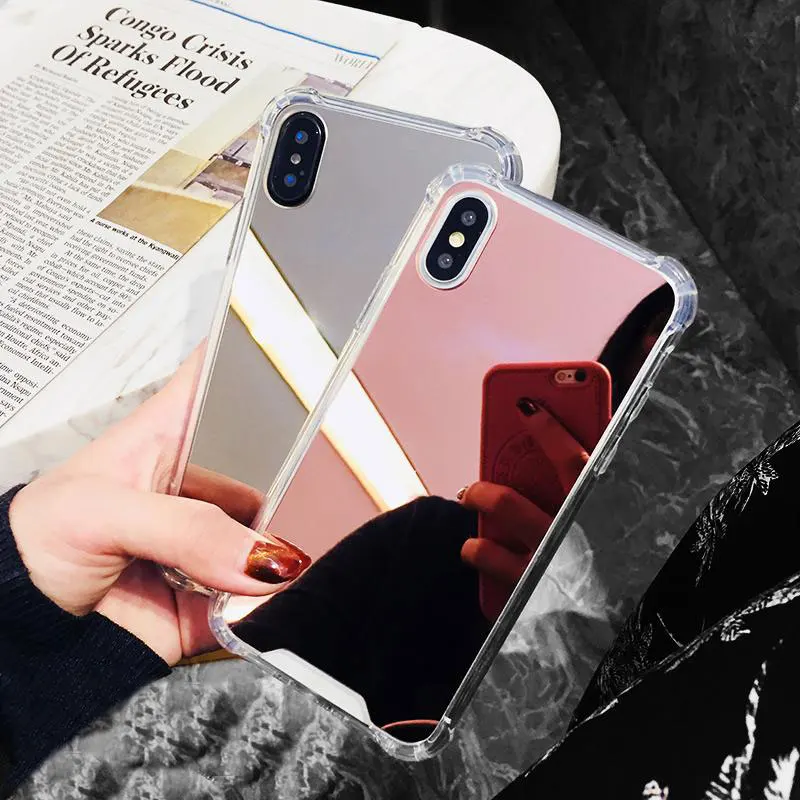 

Anti-knock Mirror Effect Case for iPhone 11Pro Max 2019 XS MAX XR 8 7 6 6S Plus Shockproof Soft Cover For Samsung S8 S9 S10 Plus