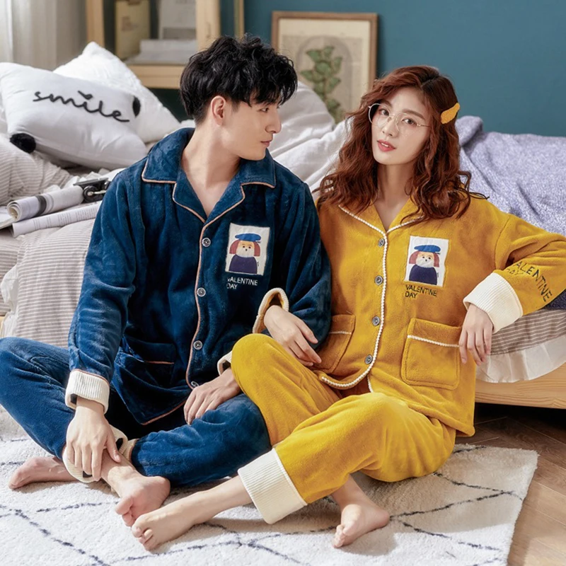Warm-mink-velvet-cardigan-turtleneck-coral-velvet-pajama-lady-Couple-home-wear (2)