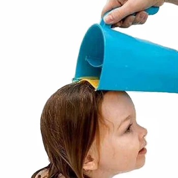 

Free Shower Spoon Baby Rinse Cup Infant Bath Waterfall Tear Child Wash Hair Eye Shield Shampoo Kids Washing Hair Bath Cup