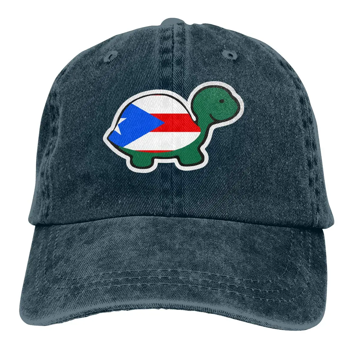 Мужская или женская Регулируемая джинсовая бейсбольная кепка Черепашки и флаг пуерто-Рика простая Кепка