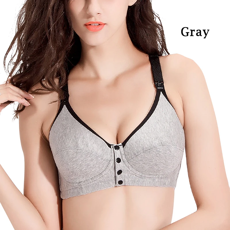 Хлопковые бюстгальтеры для беременных для кормления беременных Soutien Gorge Allaitement бюстгальтеры для кормления Нижнее Белье для беременных - Цвет: Серый