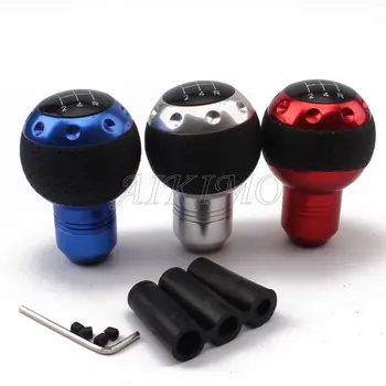 

3colors Car Styling Meta+Leather Manual Transmission 5 Speeds Car Gear Shift Knob Shifter Lever Stick Shift Lever Knob Universal