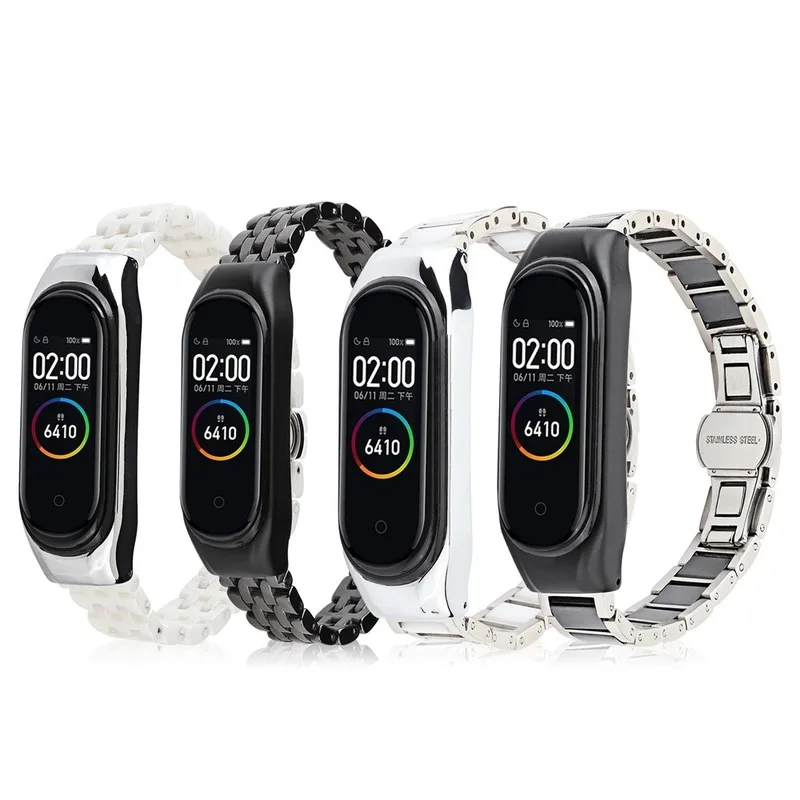 Керамический ремешок браслет с рамкой для Xiaomi Mi Band 4/Mi 3 сменный Браслет Для MiBand