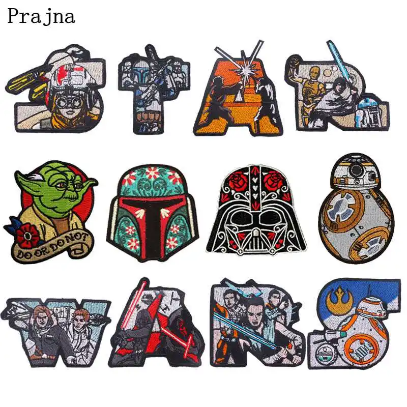 

Prajna DIY Star Wars Patches Embroidered Patches For Clothing Iron On Patches On Clothes Applique Stripes Stranger Things Patch