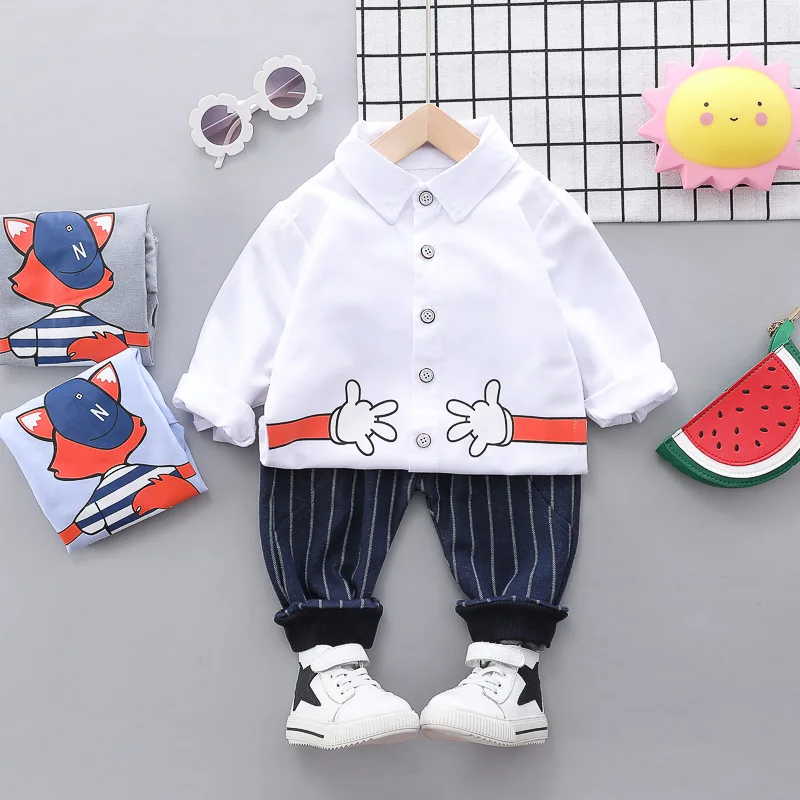 

HYLKIDHUOSE 2019 Autumn Toddler Infant Clothes Suits Baby Boys Clothing Sets Cartoon Shirt Pants Kids Children Casual Costume