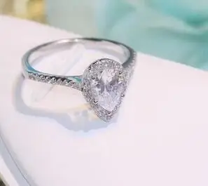 

T600 flash 925 sterling silver ring, 5A zircon with dust bag and box