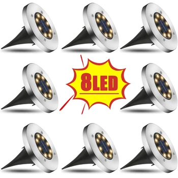 

1pc 8LED Solar Light Outdoors Waterproof 8 LED Solar Street Light Garden Decor Buried Stair Lamp Underground Decking Solar light