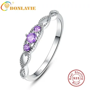

AAA Quality Round Amethyst Beading Infinity White Zircon Rings For Women Silver Ring 925 Jewelry Pave Setting Crystal Jewelry