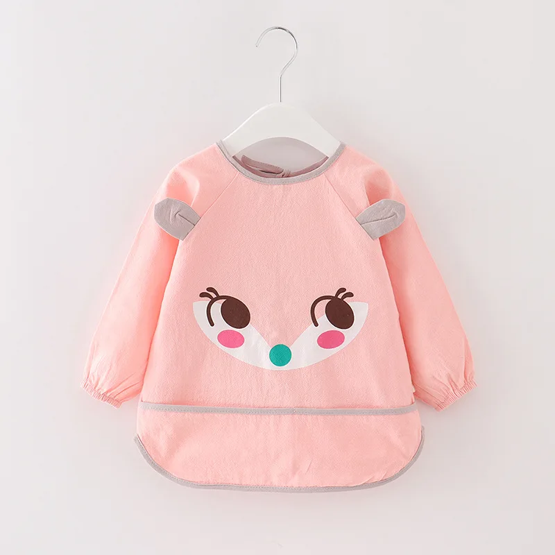 Baby coverall autumn and winter new cotton infant food clothing cotton long sleeve children's protective clothing - Цвет: Розовый