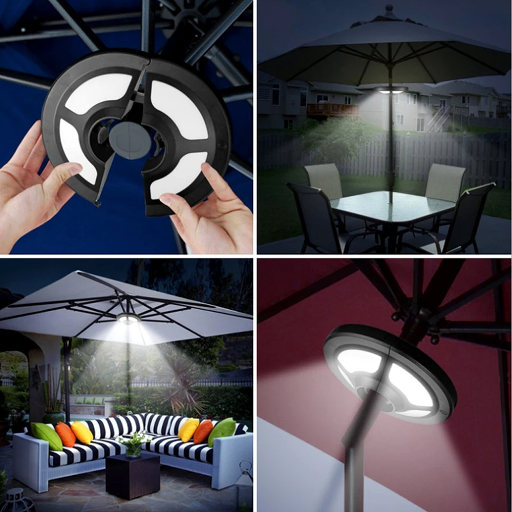 

Camping Outdoor Solar Umbrella Lights Patio Umbrella Pole Solar Lamp 36 LED 2Modes Camping Tent Lamp for Coffee Beach Lighting