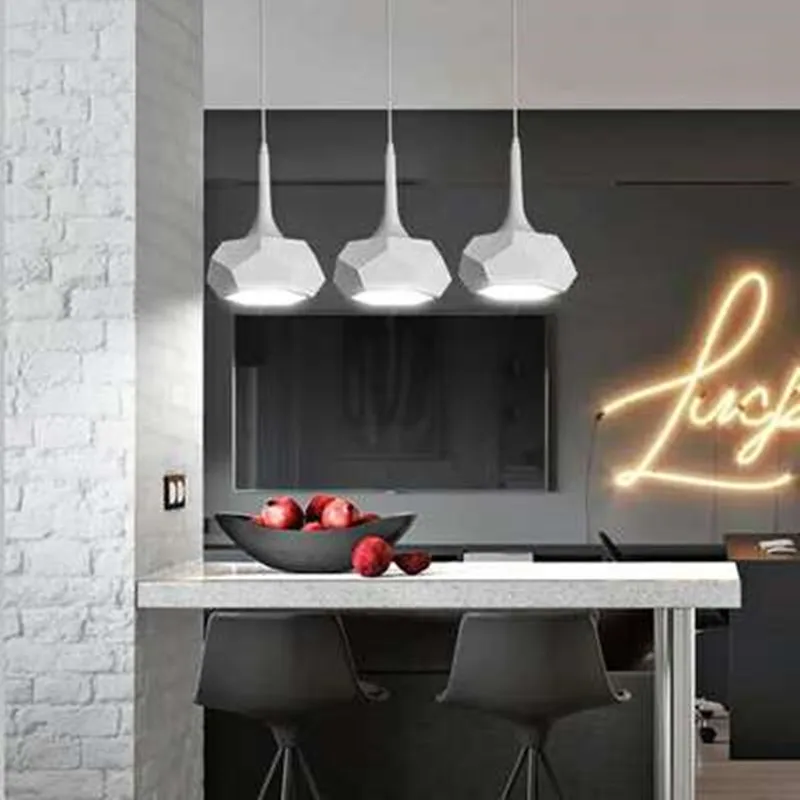 Геометрические светодиодный подвесные светильники с металлическим абажуром для