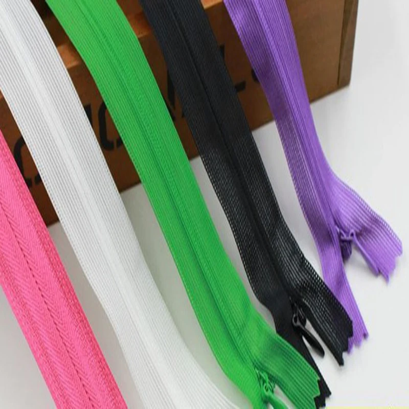 50Pcs 3# Invisible Zippers DIY 60CM Close End Nylon Zippers For Sewing  Accessories 29 Colors For Selection