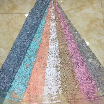 

Latest French Nigerian Laces Fabrics white High Quality Tulle African sequins Laces Fabric Wedding African French Tulle Lace