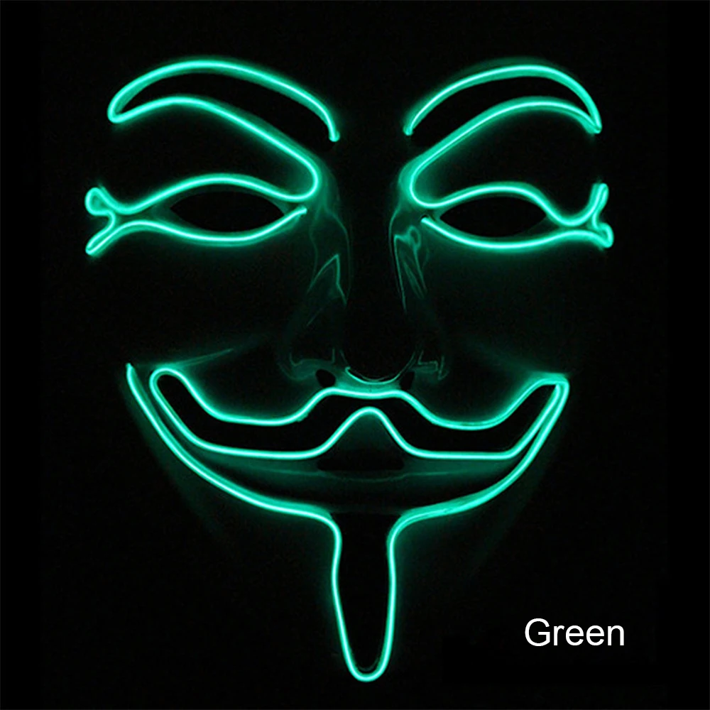 green Новейшие Хэллоуин вечерние маска светодиодный страшно флэш маска EL линейный светильник маска Косплэй маска одежда для вечеринки маска поставляет многоцветный - Цвет: green