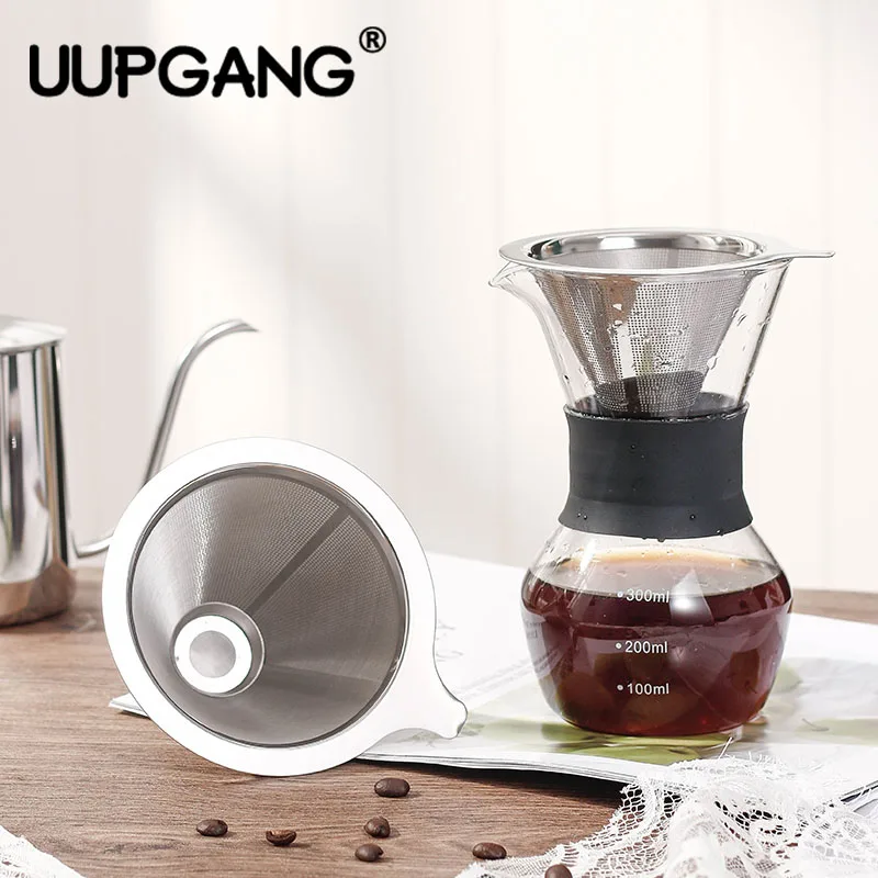 Многоразовый фильтр для кофе, держатель из нержавеющей стали, двойной слой, металлическая сетка, воронка, капельница для чая, кофейная корзина, инструменты