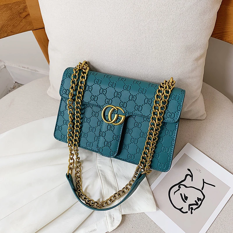 

2020 New Luxury Handbags Autumn And Winter Niche Fashion High-End Sense Of Thick Chain Messenger Square Bag