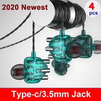 

4pcs New Sport Earphone Wired Super Bass 3.5mm Type C In-Ear Headset With Mic Mini Earbuds Earphones For iPhone Xiaomi