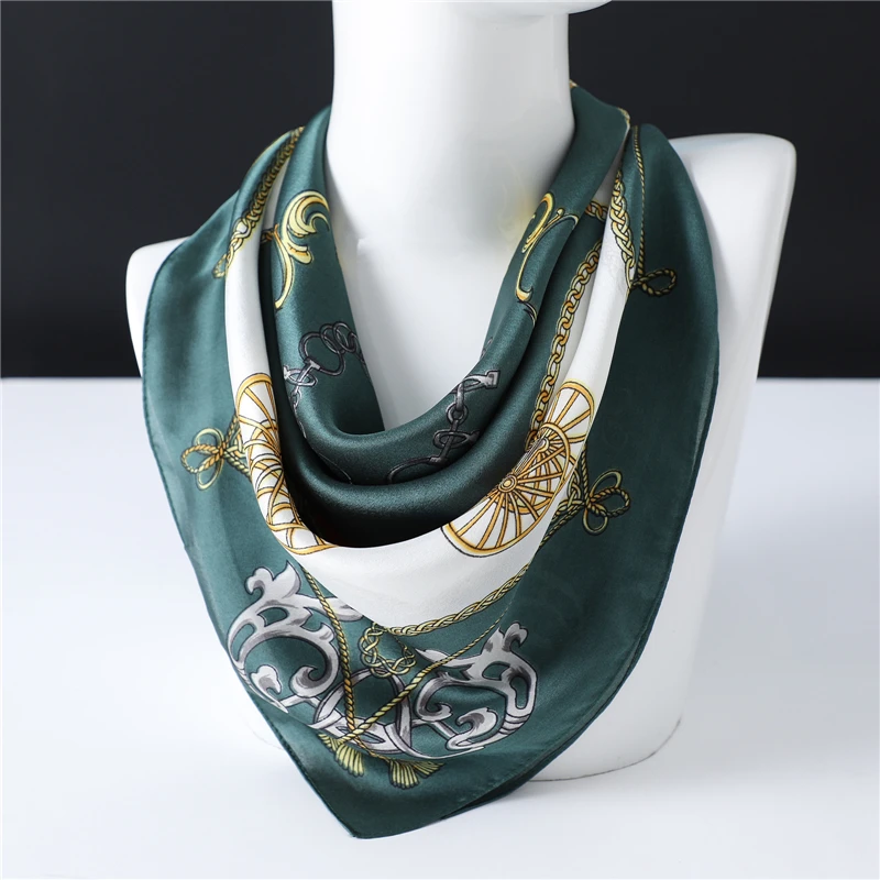 

Carriage Chain Pattern Young Lady of Note Silk Scarf High Quality Luxury Brand Designer Shawls Women Small Bandana Neck Scarves