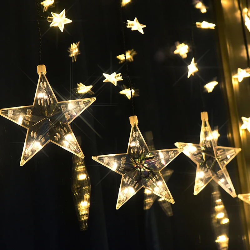 

YINUO LIGHT 2M 120LED Stars Led String Light Waterproof Fairy Curtain Light Garland 8 Modes Home Christmas Wedding Decoration