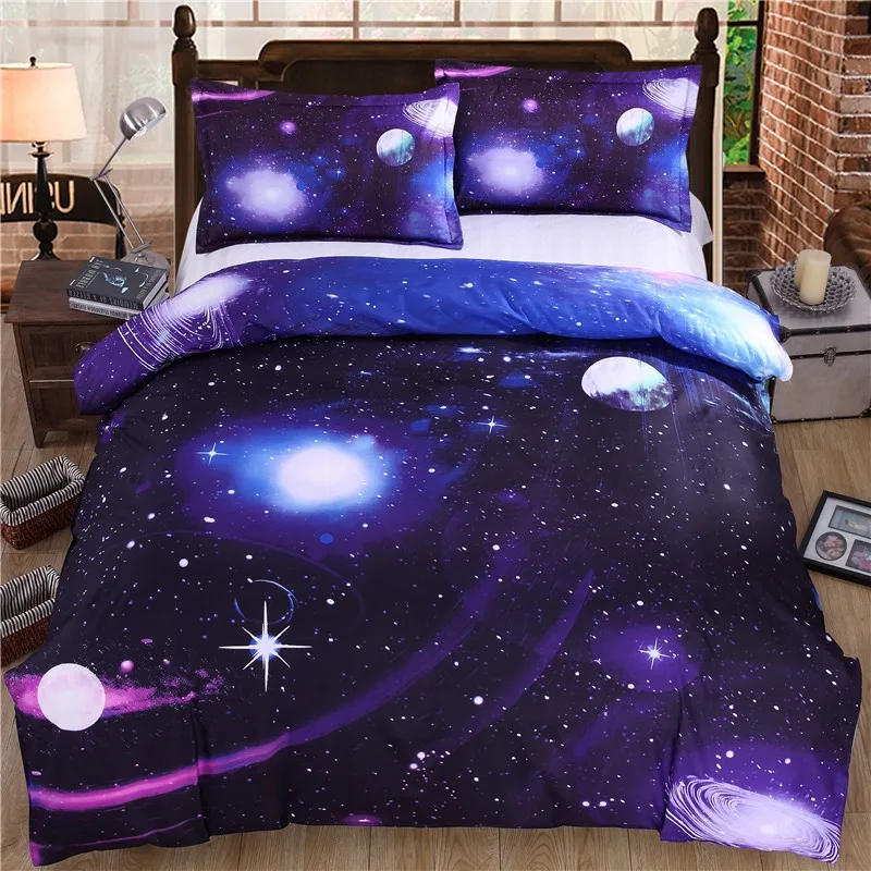 

3d Galaxy Duvet Cover Set Single double Twin/Queen 2pcs/3pcs bedding sets Kids Girls Universe Outer Space Themed Bed Linen