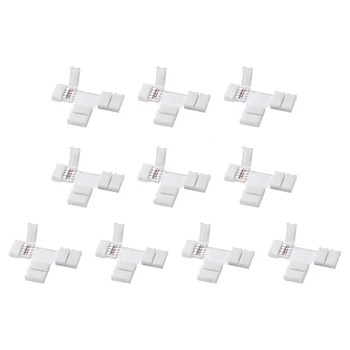 

uxcell 10mm 4P T-shape LED Strip Connector Quick Splitter for 5050 RGB 4 Conductor Strip Lights 10Pcs