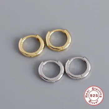 

Real 925 Silver Earrings For Women Gold Small Hoop Earrings Girl Ear Bone Piercing Earring Punk Female Round aretes R5